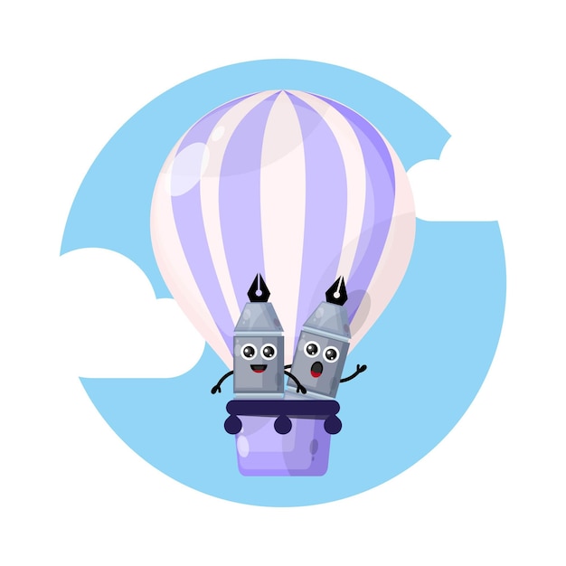 Vector luchtballon pen mascotte karakter logo