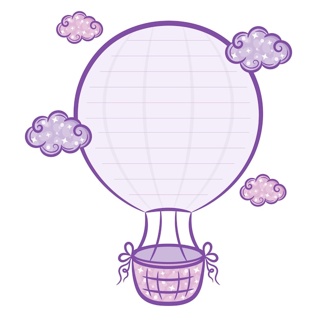 luchtballonbriefje met paarse wolken