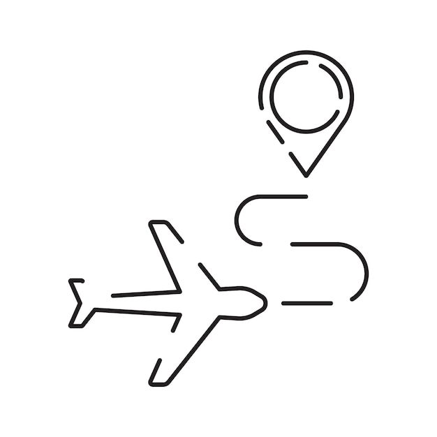 Luchthaven Lijn Pictogram en Symbool Vliegtuig Vervoer Teken Object Zomer reizen of transport en vlucht vliegtuig