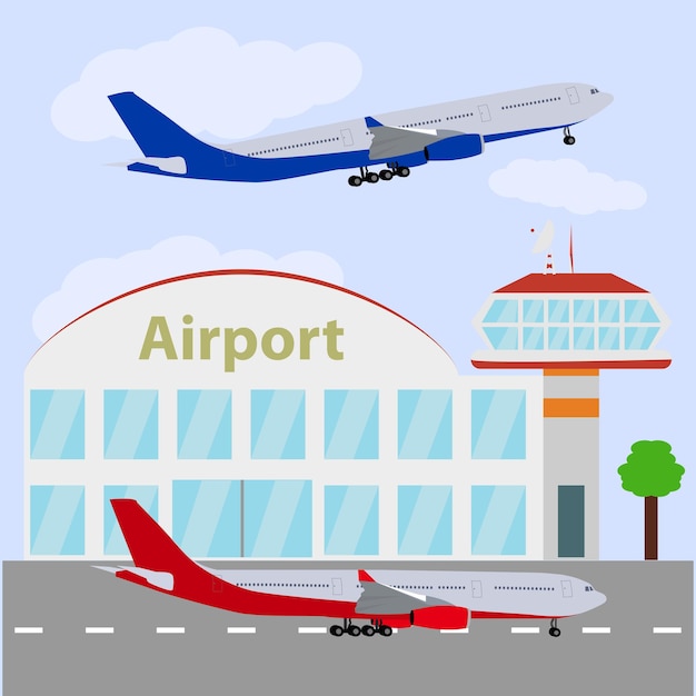 Luchthaven pictogram vector illustratie twee passagier voering