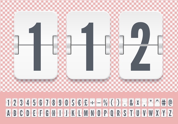 Luchthaventerminal wit mechanisch flip-scorebordlettertype voor noodinformatie of vertrektijdschema Vectorillustratie