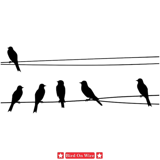 Luchtkunst Stunning Birds on Wire Silhouette Set
