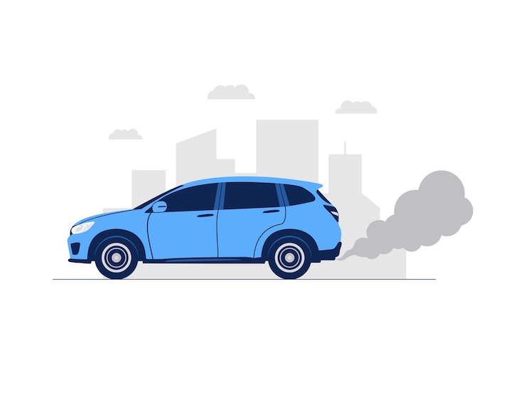 Luchtverontreiniging door uitlaatgassen van auto's CO2 kooldioxide uitstoot van voertuigen met benzine- of dieselmotoren