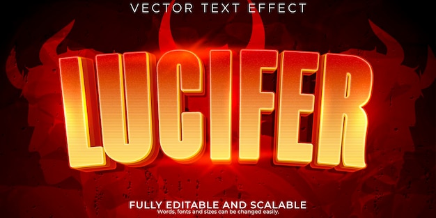 Вектор Люцифер текстовый эффект редактируемый демон и стиль текста ада