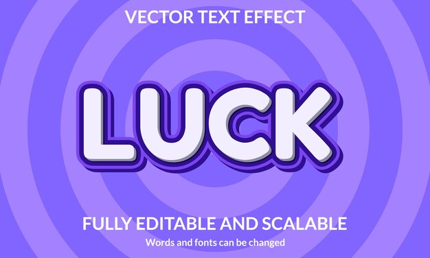 Vector luck 3d editable text effect typography vector template