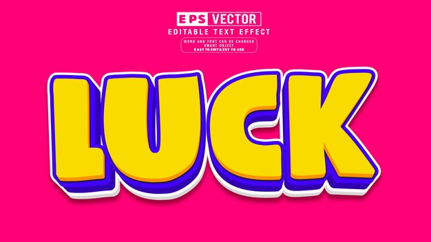 Vector luck 3d editable text effect vector with background