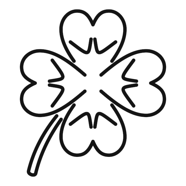 Vettore di contorno dell'icona del trifoglio di fortuna giorno fortunato a quattro foglie