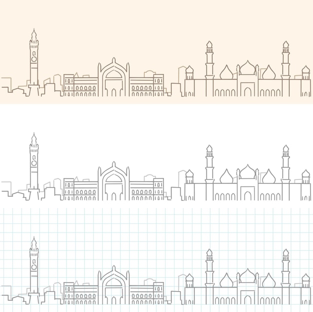 Vector lucknow hand drawn profile skyline