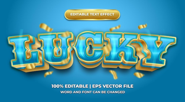 Vector lucky 3d text effect editable text effect