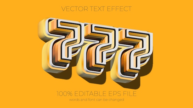 Lucky 777 text effect style eps editable text effect