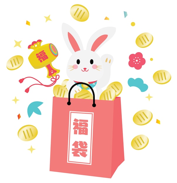 Lucky bag of new year holidays of the year of the rabbit.