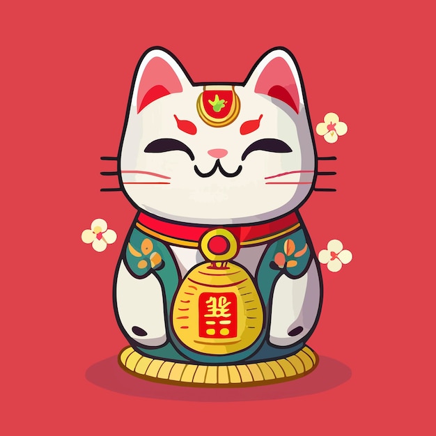 Lucky cat flat design vector art lucky cat icon chinese