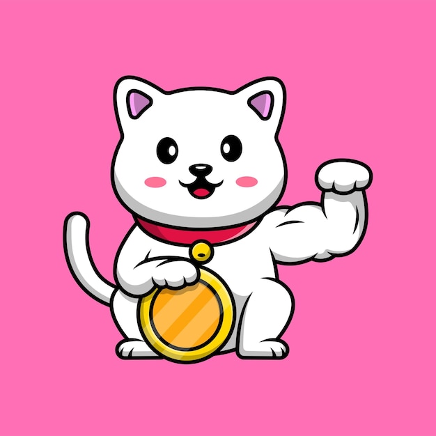 Lucky cat holding gold cartoon vector icon illustratie