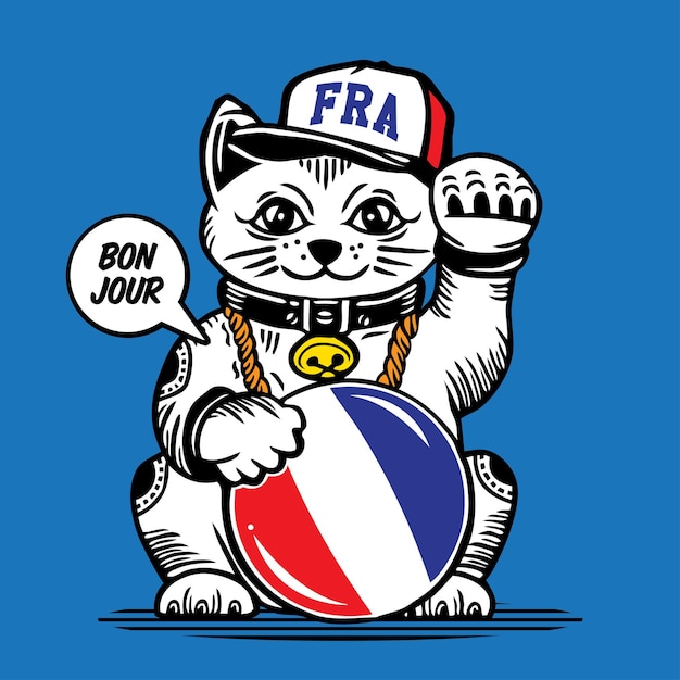 Lucky Cat vectorillustratie Frankrijk Franse vlag