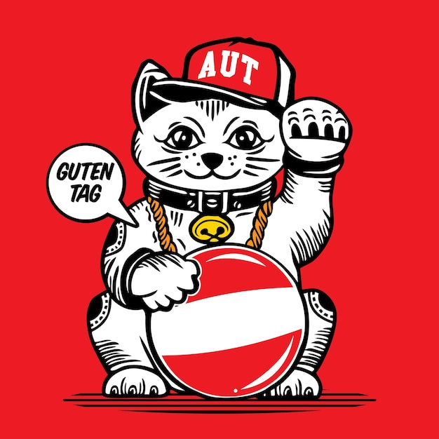 Lucky cat vectorillustratie oostenrijk oostenrijkse vlag