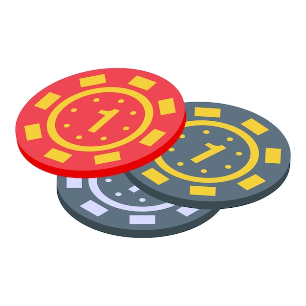 Vector lucky chips icon isometric vector box game contest pull