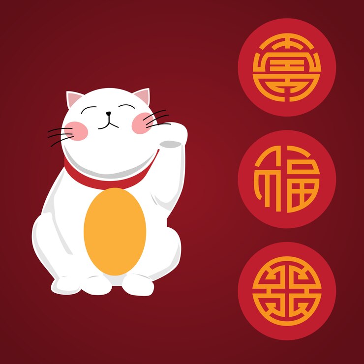 Vector lucky cute cat card pattern