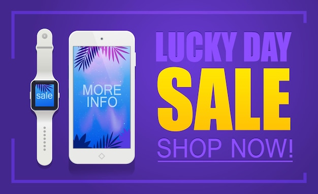 Vector lucky day sale banner. sale and discounts.