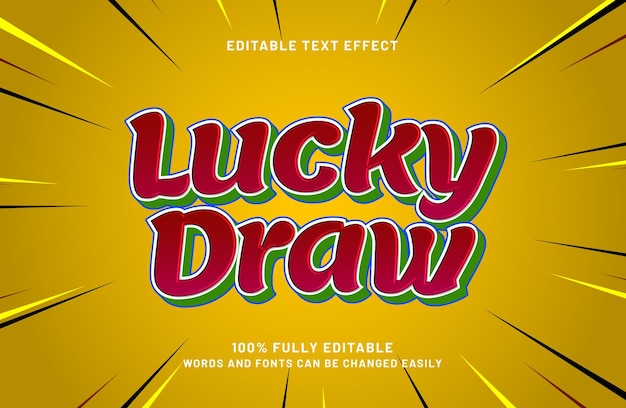 Vector lucky draw editable text effect in happy and kids text style