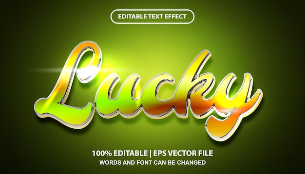 lucky editable text effect template, shiny green fresh lettering effect font style