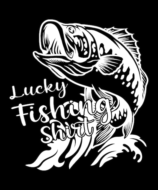 Vettore design della camicia da pesca fortunata