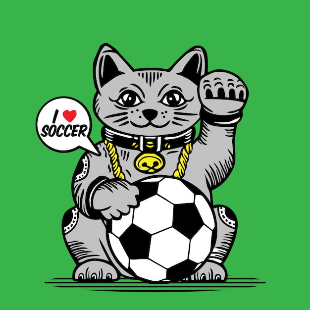 Lucky Fortune Cat voetbal bal Characterdesign