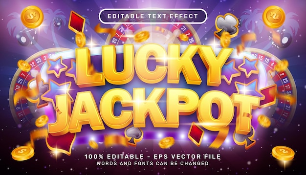 Jackpot fortunato effetto testo 3d ed effetto testo modificabile