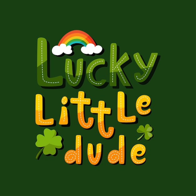 Lucky little dude handgeschreven letters voor St Patrick Day. Kinderen T-shirt vector ontwerp.