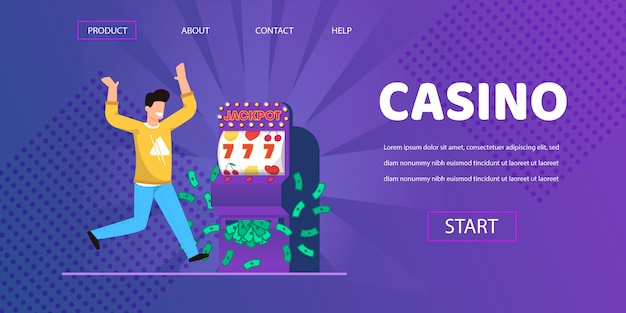 Lucky man win cash money slot machine illustration