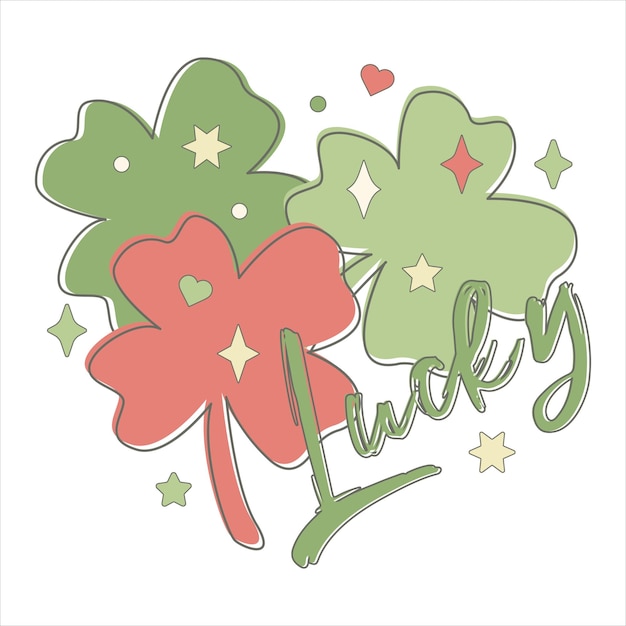 Lucky Shamrock St Patricks Day Vintage Typografie Groovy Design