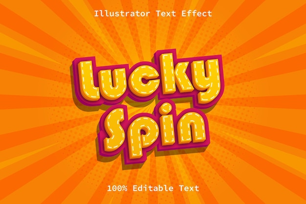 Lucky spin con effetto di testo modificabile in stile fumetto