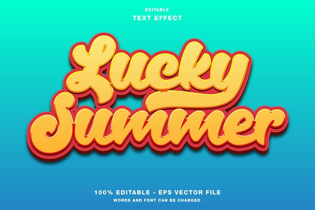 Effetto testo lucky summer cartoon