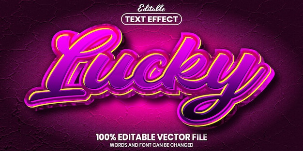 Lucky text, font style editable text effect