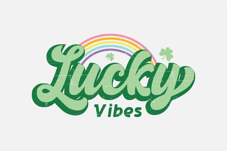 Вектор lucky vibes ретро дизайн футболки с сублимацией ко дню святого патрика