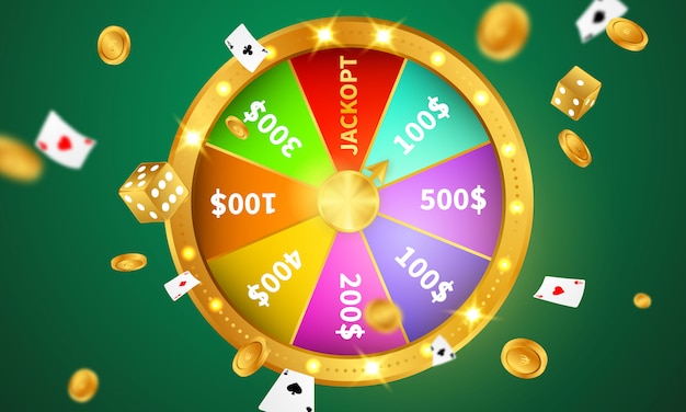 Lucky wheel casino luxury vip invitation with confetti celebration party gambling