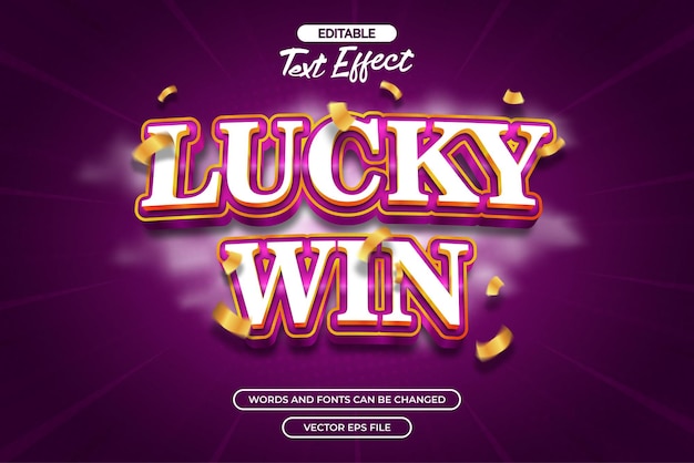 Lucky win editable text effect vector
