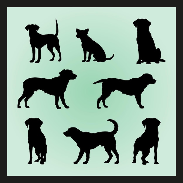 Lucy hond silhouet set Clipart op een hex kleur achtergrond