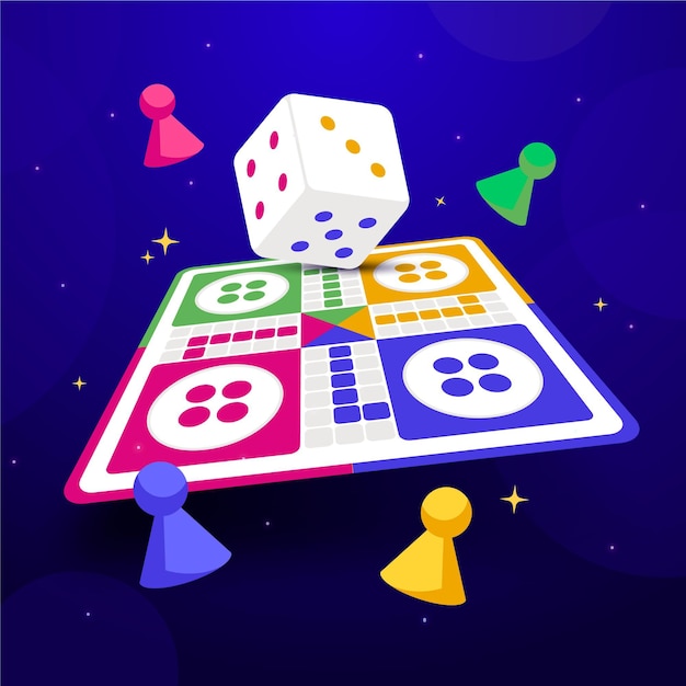 Vettore gioco da tavolo ludo in diverse prospettive