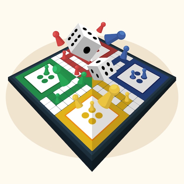 Vettore gioco da tavolo ludo in diverse prospettive