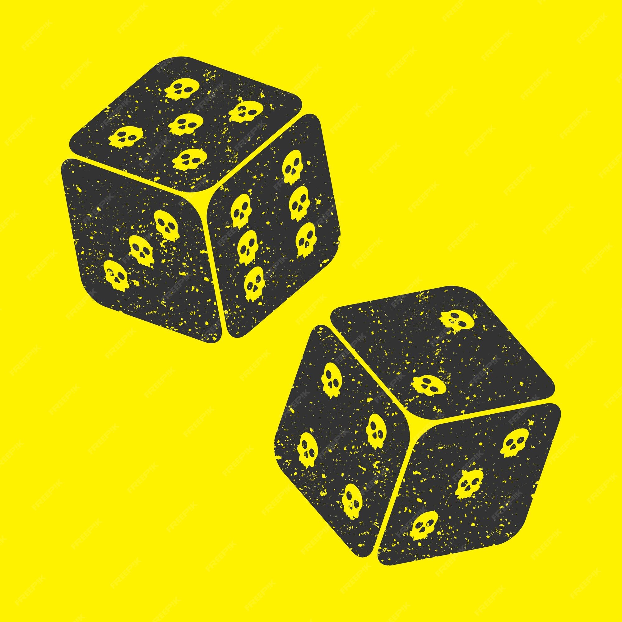 Premium Vector | Ludo dice marked with skulls grunge texture isolated on a  yellow background flat vector illustration