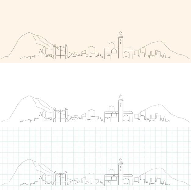 Vector lugano hand drawn profile skyline