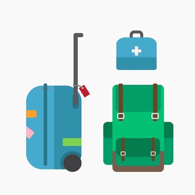 Vector luggage bag and backpack illustration