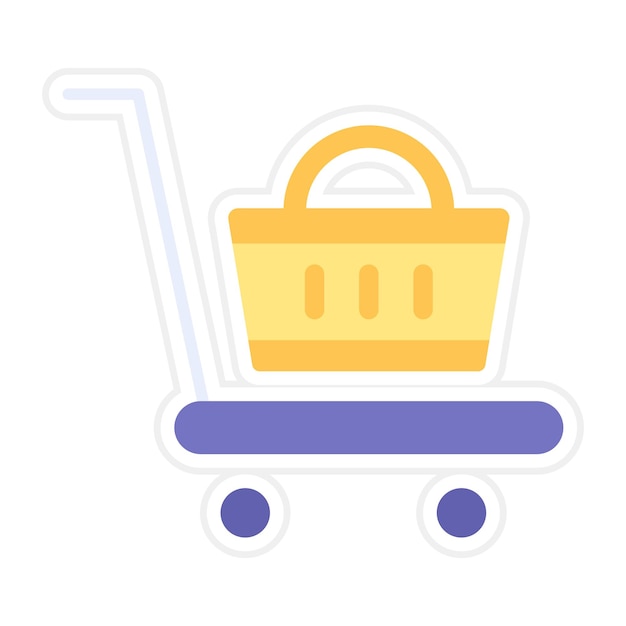 Luggage Cart Flat Illustration