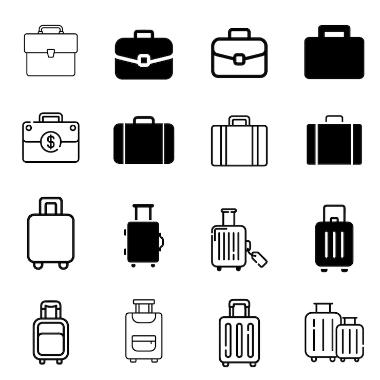 Vector luggage icon pack