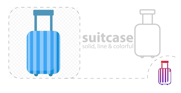 Luggage isolated flat illustration suitcase line icon