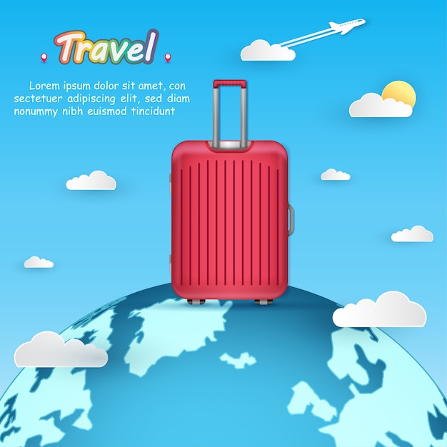 Luggage travel around the world concept.