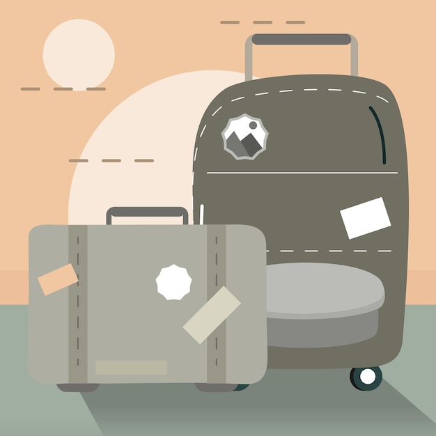 Vector luggage for travel