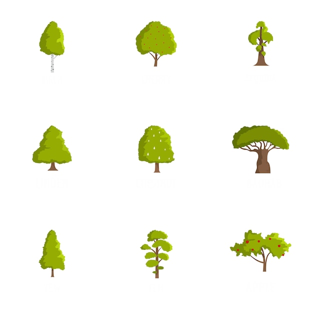 Lumber icons set, cartoon style