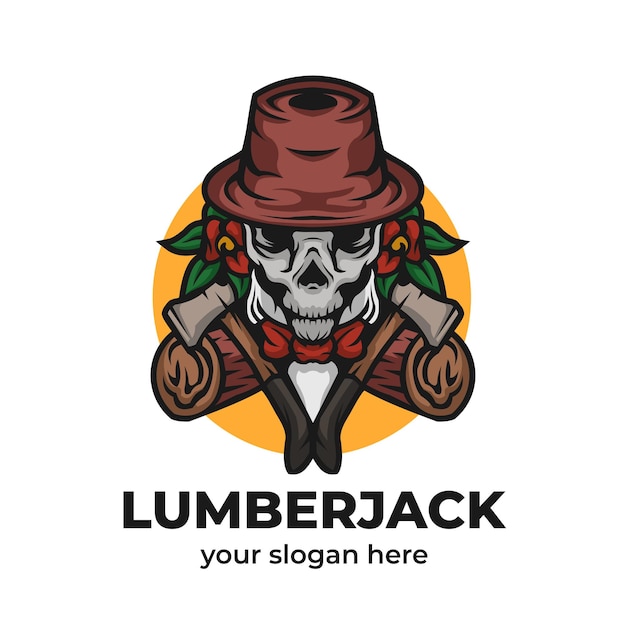 Vector lumber jack illustration mascot logo vector template