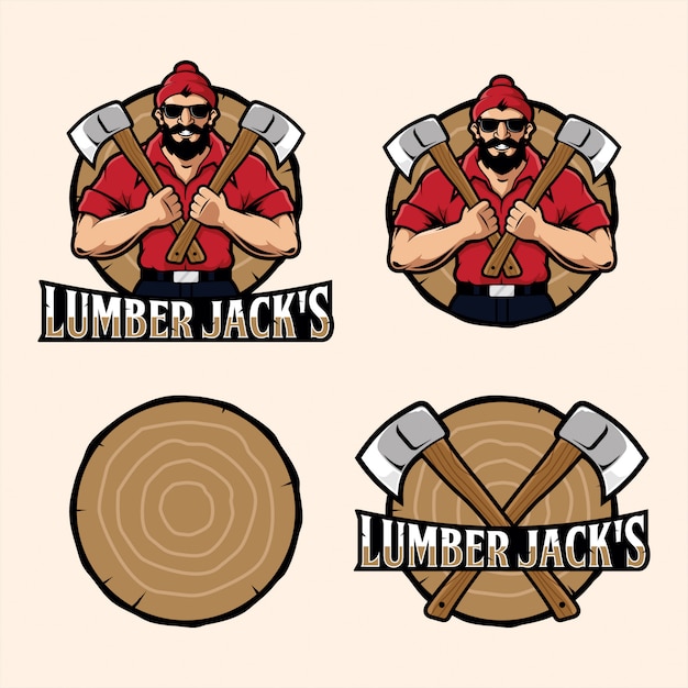 Vector lumber jack's mascot logo set